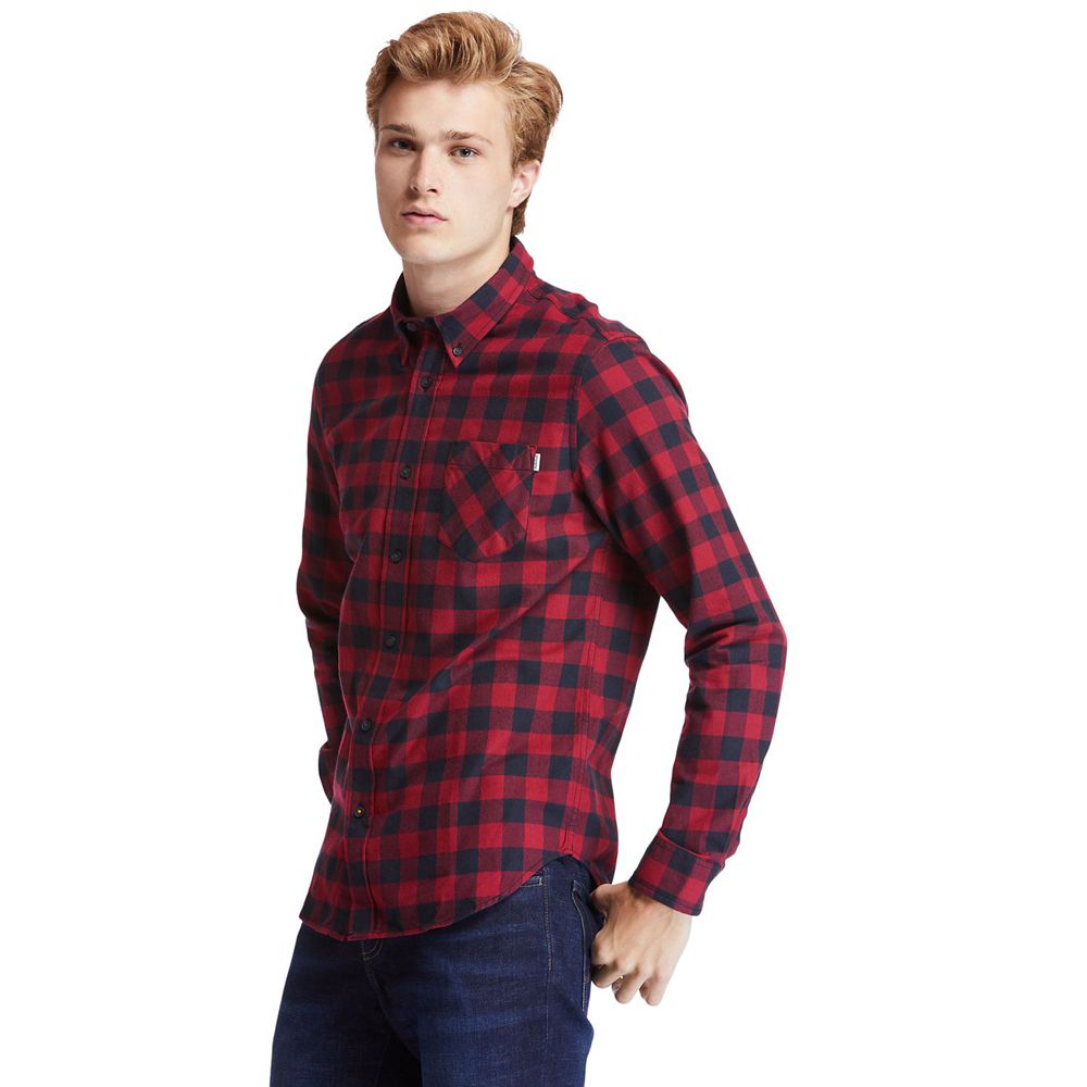 Camisa Timberland Hombre Nashua River Long-Sleeve Flannel Check Rojas/Negras - Chile VHR-326190